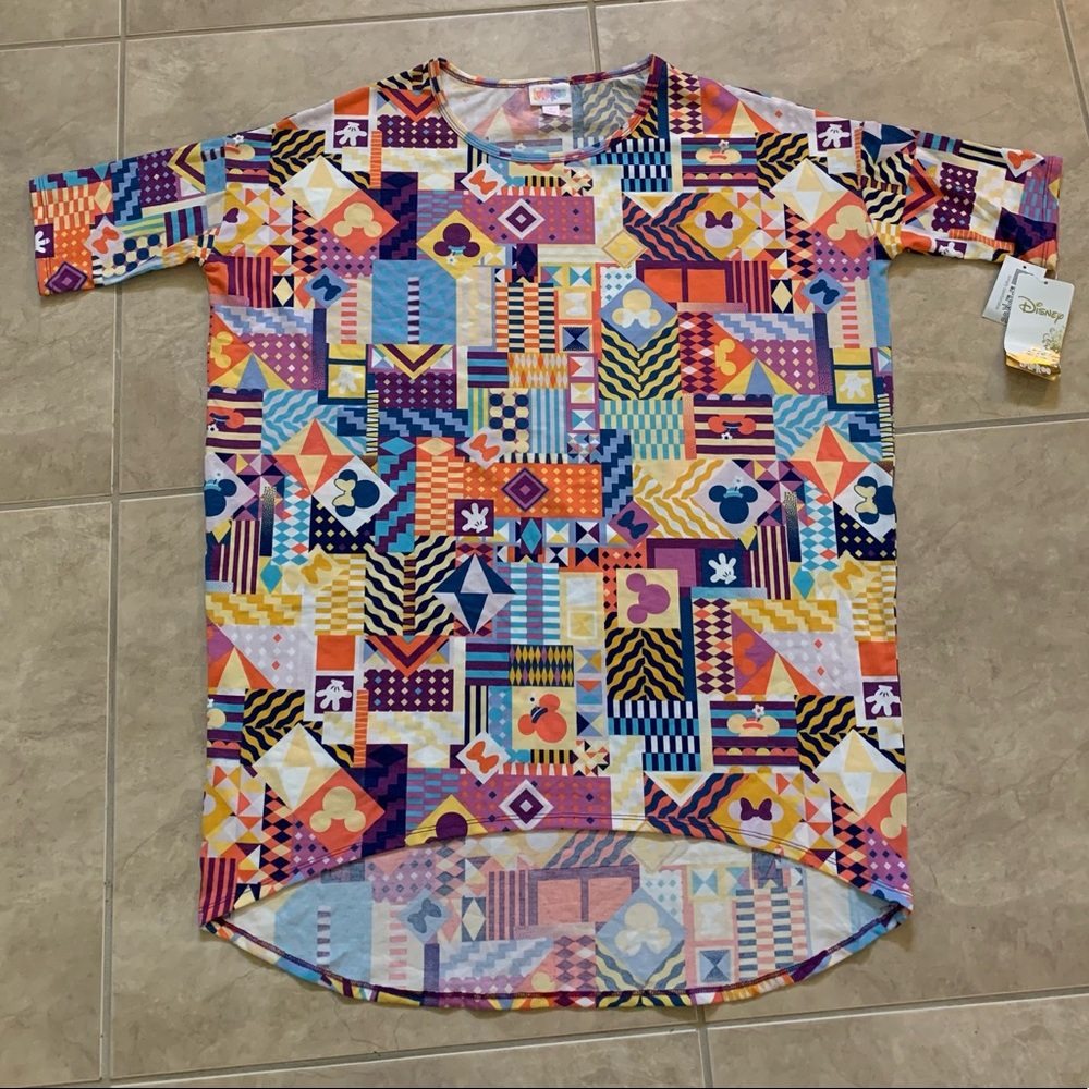 Disney LuLaRoe Mickey & Minnie Mouse Square Color Block Women’s Shirt NEW w/ Tag